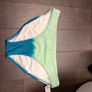old navy swimsuit bottoms, green faded into blue, L